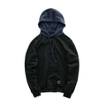 Retro Contrast Color Hooded Sweater Men's Winter Thickened Plus Velvet Jacket