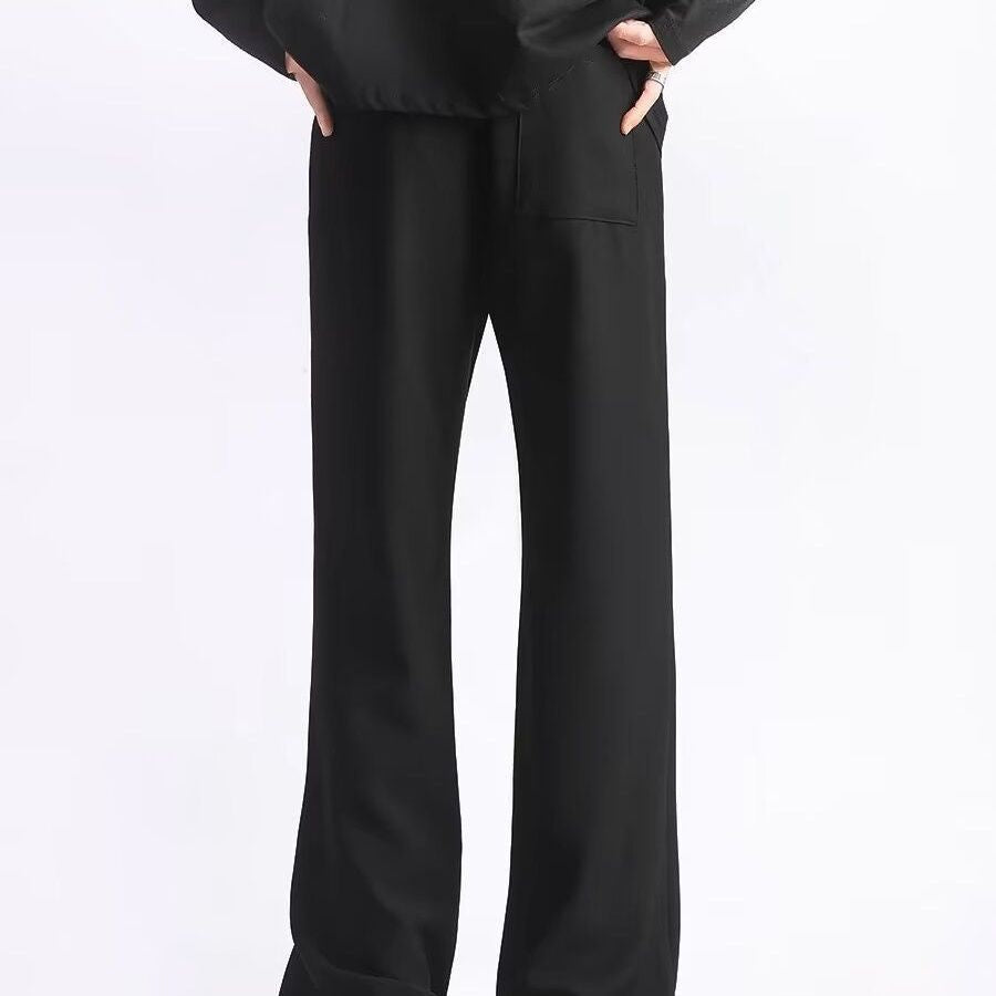 Men's Wide-leg British Versatile Drape Non-iron Mid-waist Straight Pants