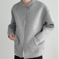 Men's Japanese Solid Color Flip Collar Zipper Coat