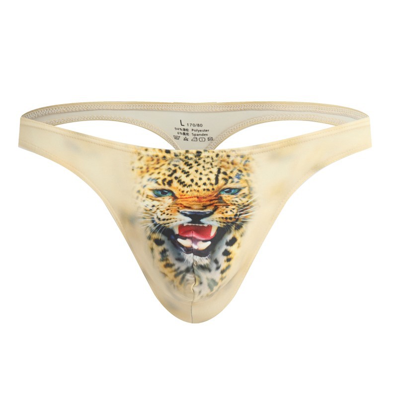 Men's Underpants Low Waist Polyester Printed Breathable T-back
