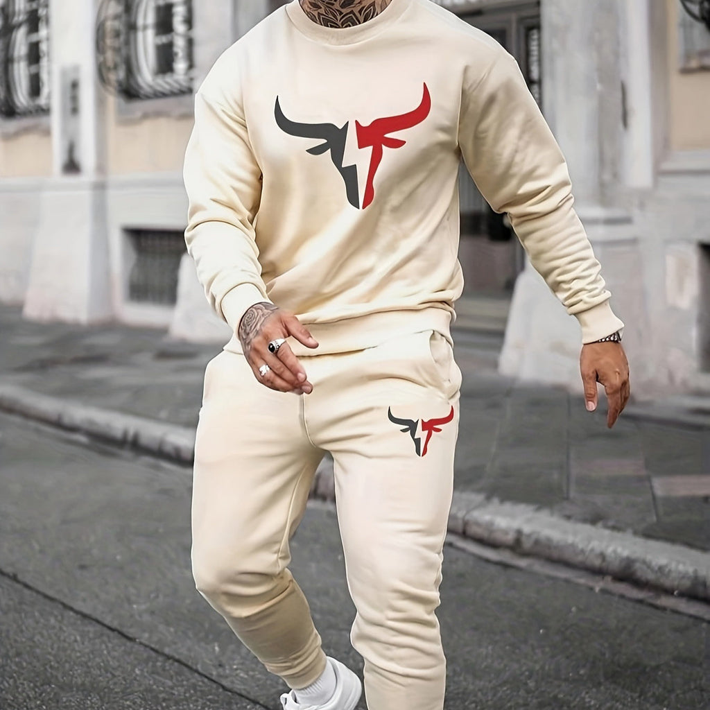 Men's Printed Casual Sports Long-sleeved Sweater