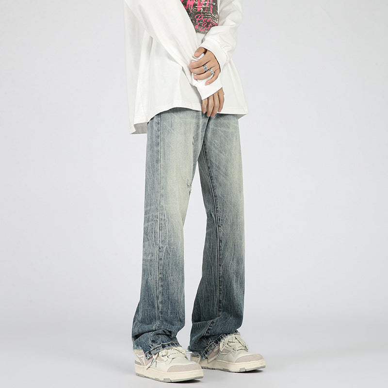 Men's American Water Washed Hole Bootcut Trousers