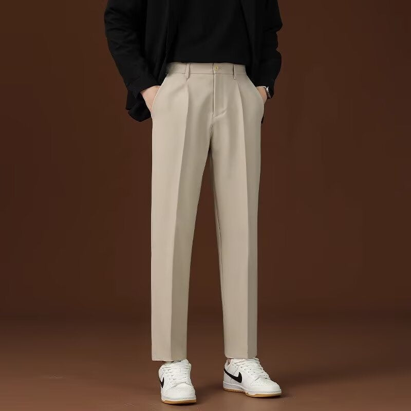 Draping Effect Thin Cool Straight Casual Pants