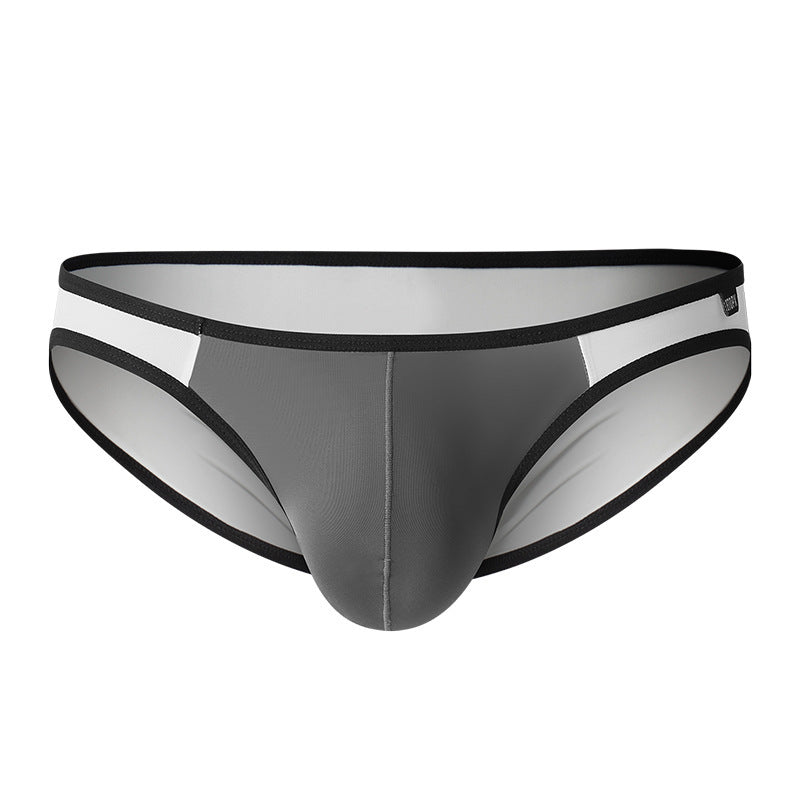Men's Thin Ice Silk Single Layer U Pouch Low Waist Briefs