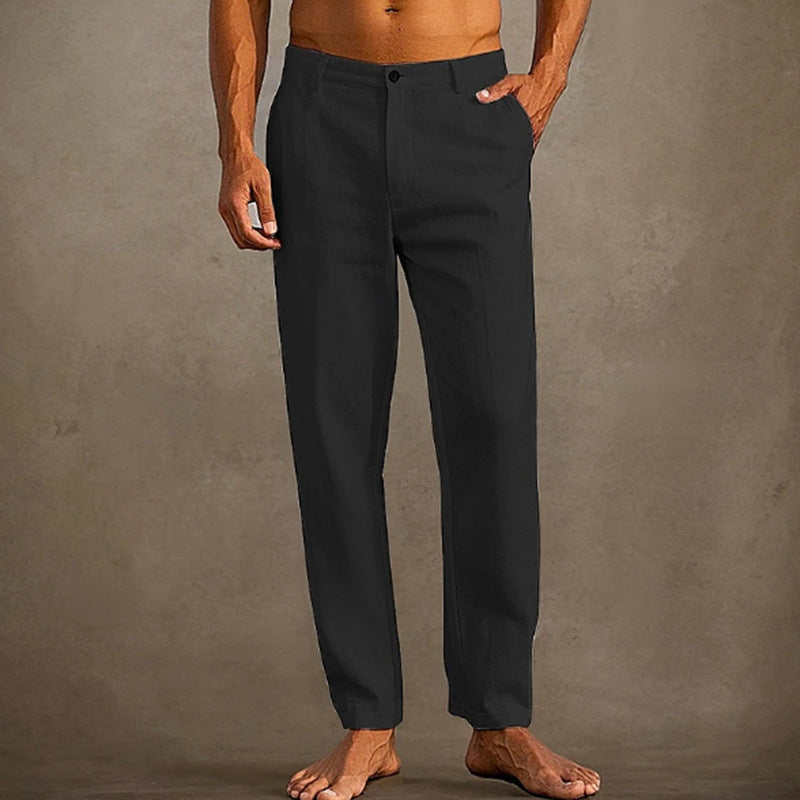 Men's Linen Beach Diagonal Pocket Cool Comfortable Breathable Skinny Pants