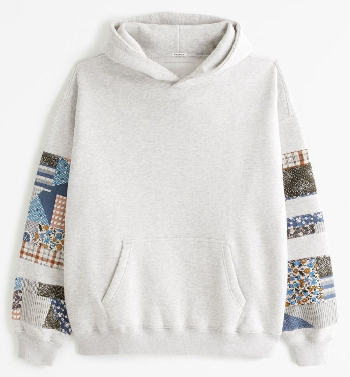 Large Letter Printed Patch Hooded Sweater