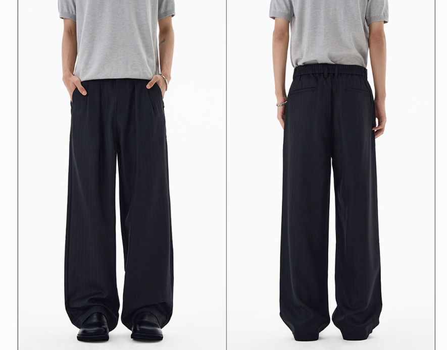 Striped Texture Casual Pants Old Money Style Suit Pants