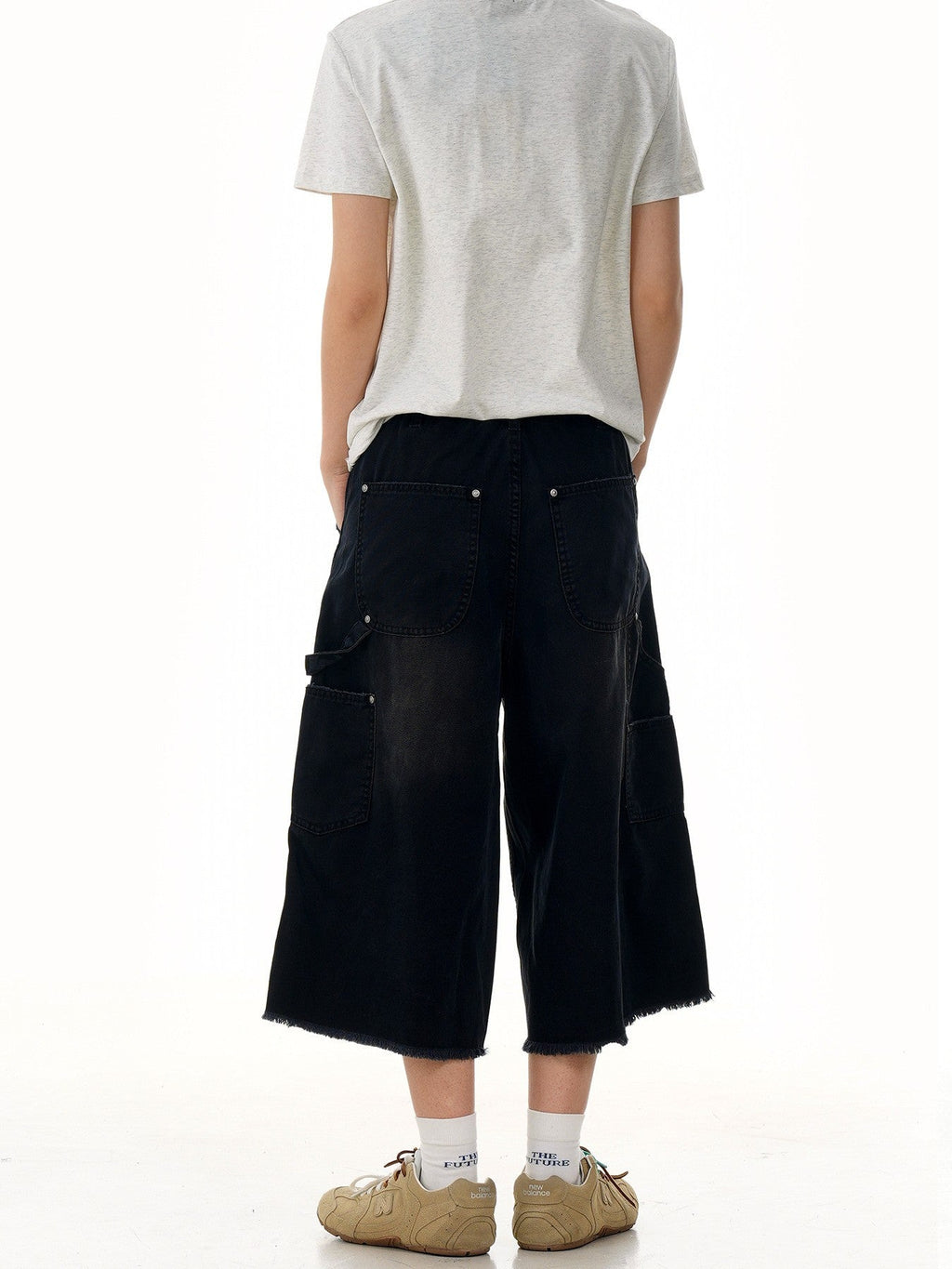 American Retro Black Rivet Cropped Pants