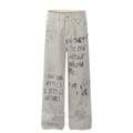 American Retro Distressed Slogan Letter Printed Jeans