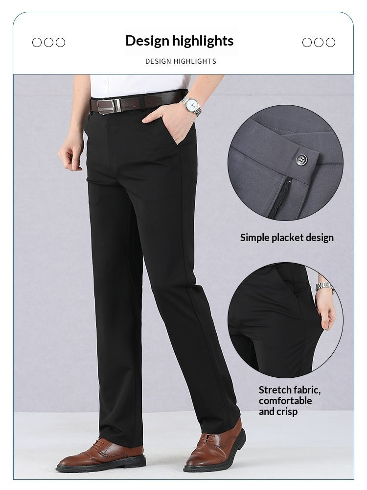 Summer Thin Ice Silk Middle-aged Men's Pants