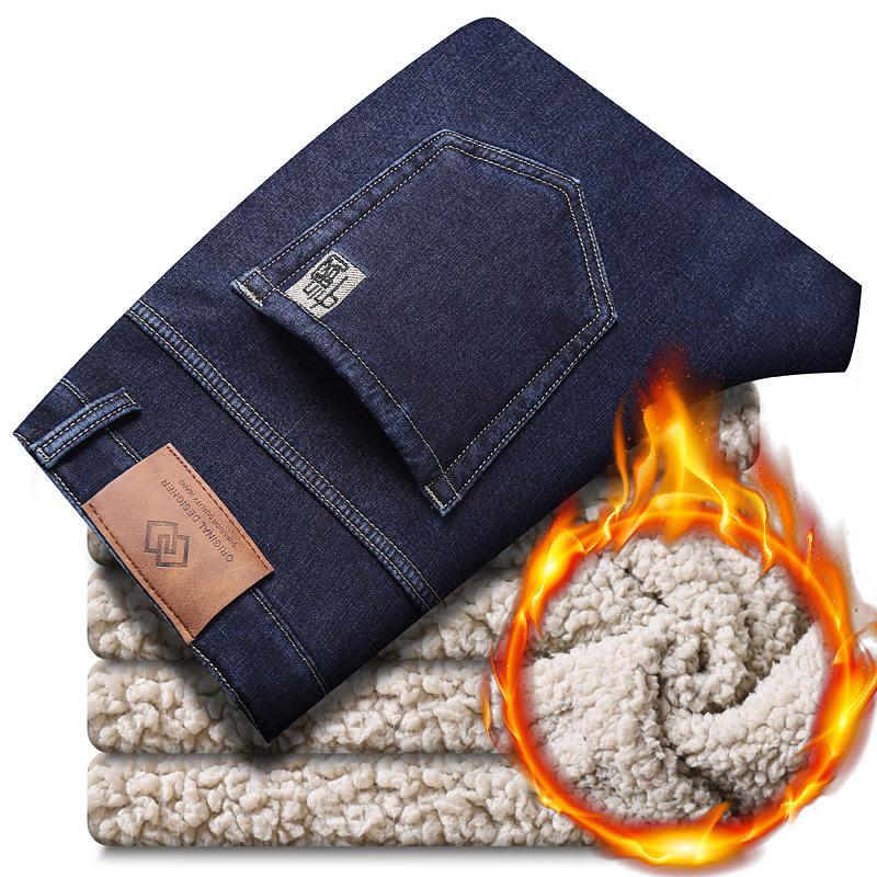 Fleece-lined Thickened Straight Loose Trousers Winter Business Lambswool Casual Pants
