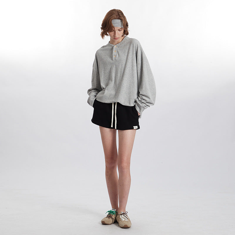 Solid Color Round Neck All-matching Couple Sweater