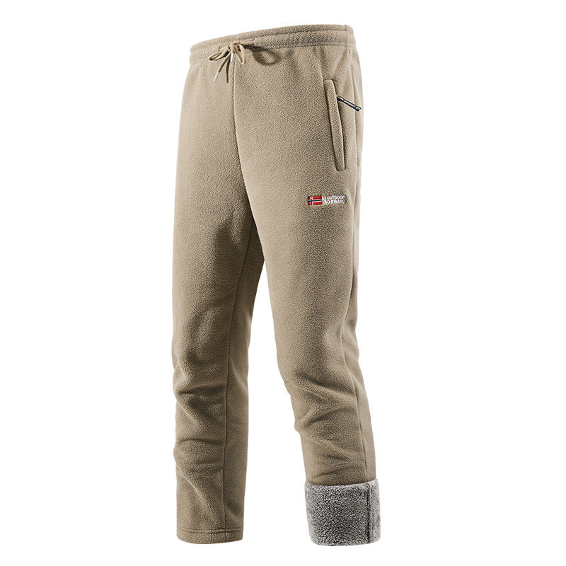 Autumn And Winter New Fleece-lined Thickened Men's Long Pants
