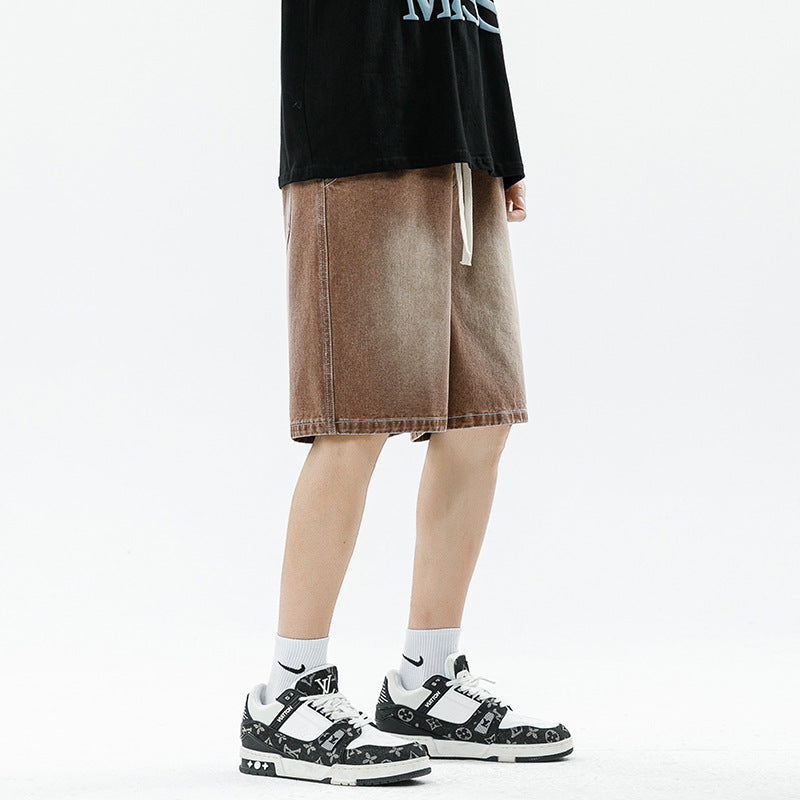 Men's Light Color Retro Straight Denim Shorts