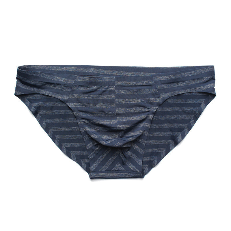Seamless Men's Underwear Sexy Seamless One-piece Triangle Ice Silk Stripes Low Waist