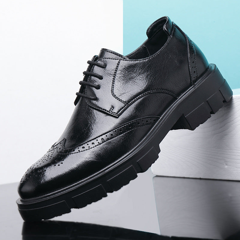 Men's Cowhide Business Suit Casual Elevator Shoes