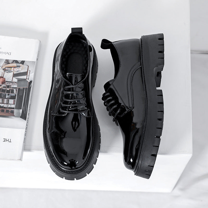 Plus Size Men's Shoes Fashion Shiny Surface Big Head Leather Shoes British Style