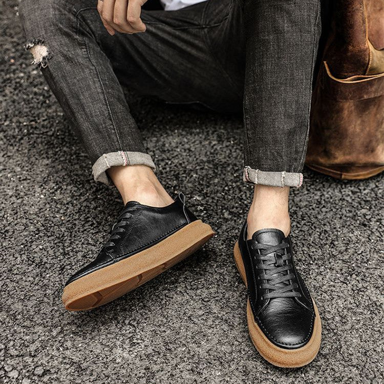 Casual Breathable Versatile And Trendy British Leather Board Shoes