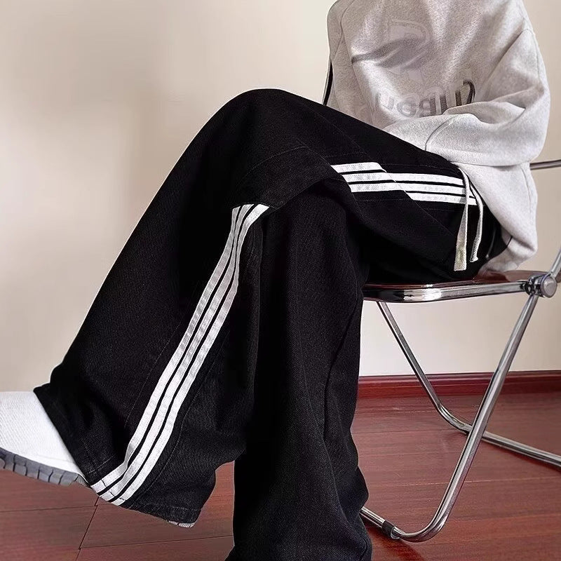 Spring And Autumn New Men's Hong Kong Style Trendy Brand Loose Casual Wide-leg Pants