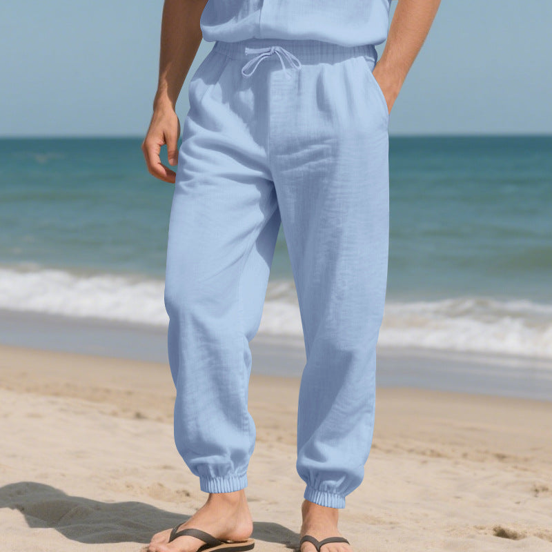 Plus Size Tether Casual Exercise Ankle-tied Straight-leg Pants