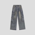 American Retro Multi-pocket Straight Cargo Jeans