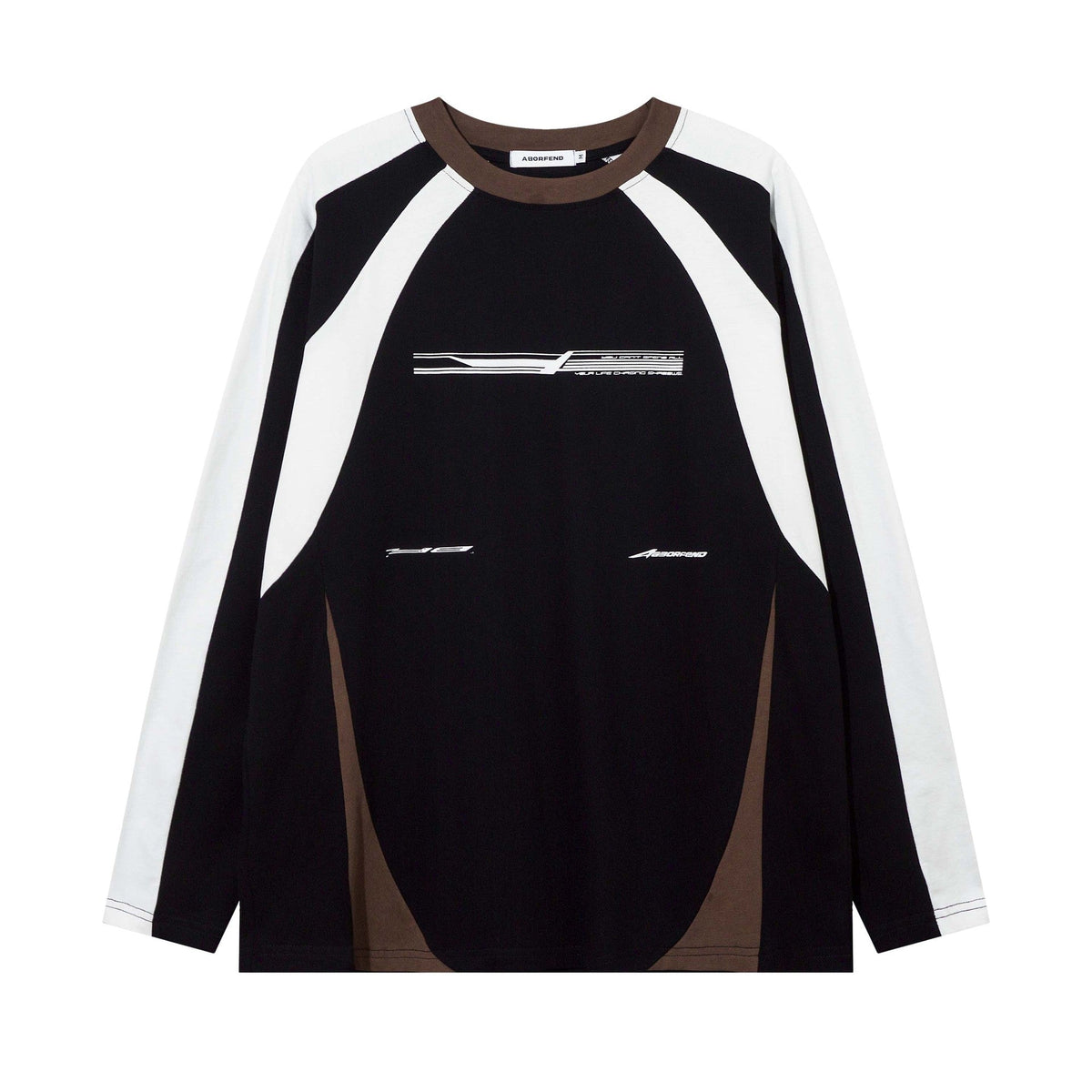High Street American Color Matching Letters Printed Crew Neck Sweatshirt Men