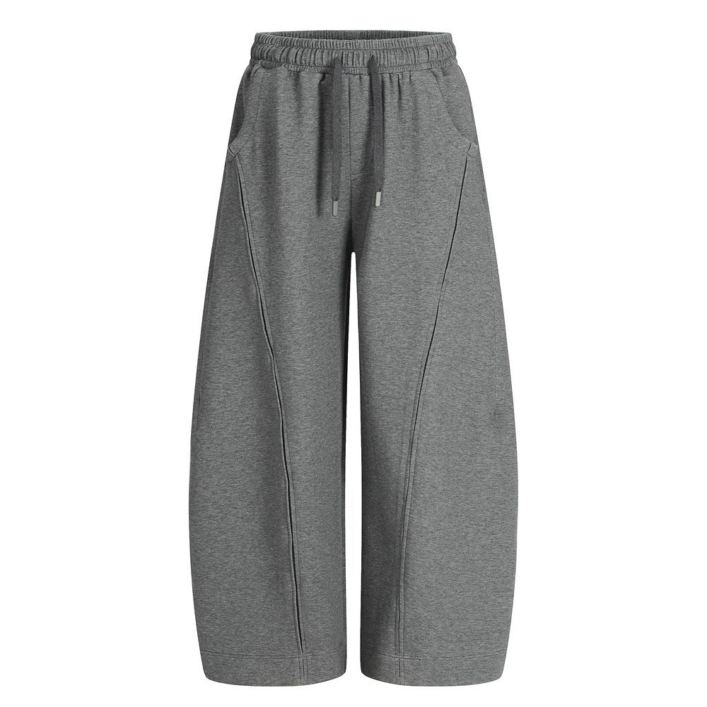 American Retro Men's Stitching Drawstring Solid Color Matchet Pants