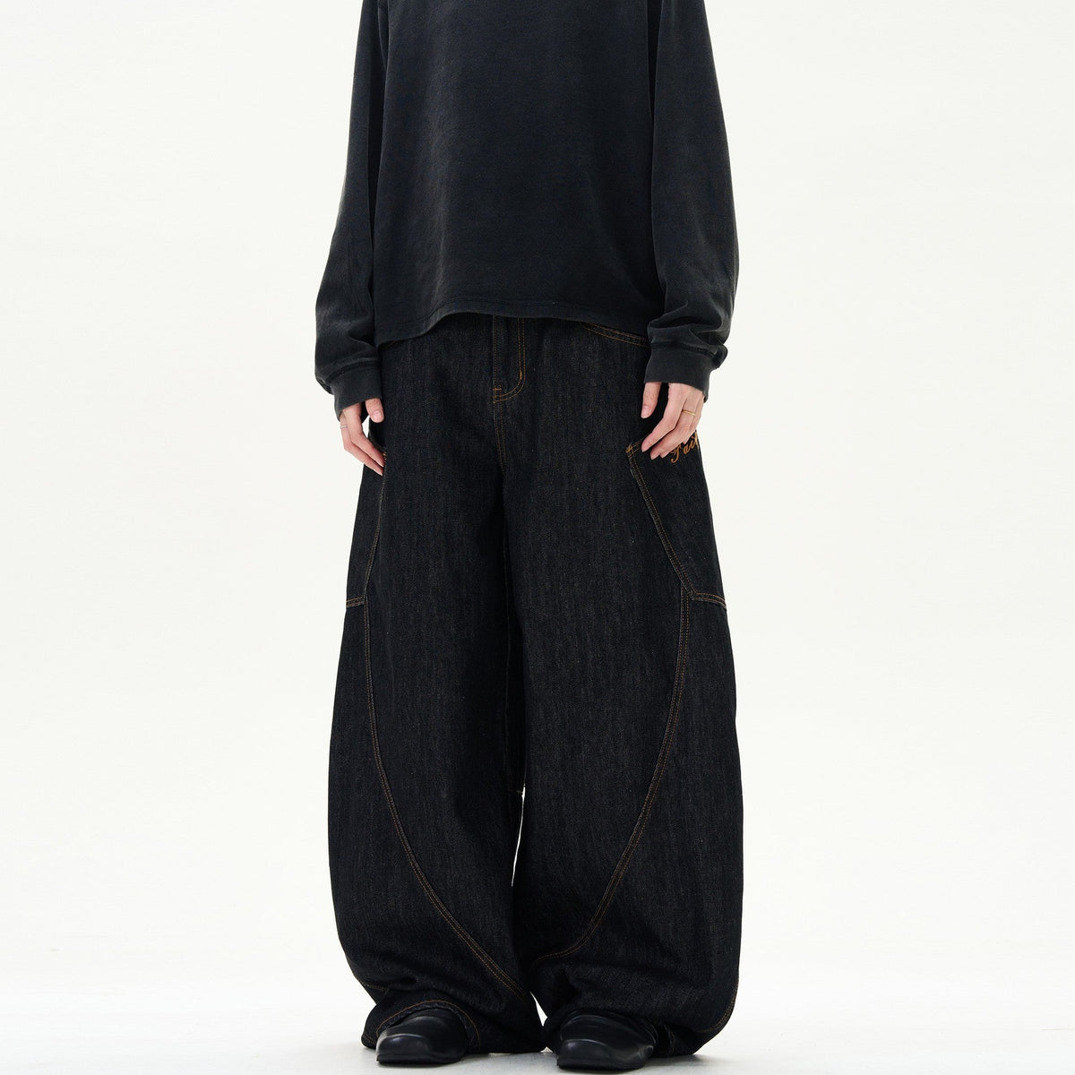 Retro Street Design Sense Silhouette Curved Knife Jeans
