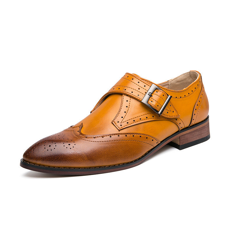 Men's Color-blocking Leather Shoes Fashion Trend