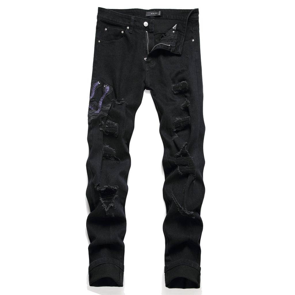 Jeans Men's Style Fashion Ripped Patch