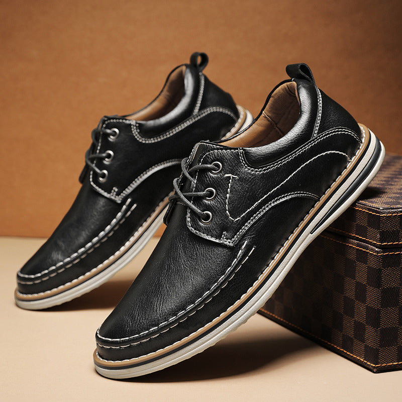 Men's Casual Leather Shoes Genuine Leather Plus Size Breathable Trendy Shoes Casual Leather Shoes
