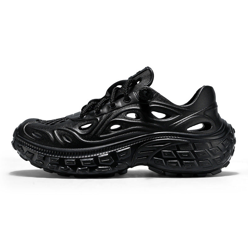 Summer Outdoor Non-slip Sandals Men's Thick-soled Poop Feeling Couple Hole Shoes Covered Heel Slippers