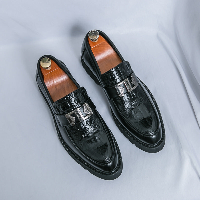 Thick Bottom Slip-on Business Casual Leather Shoes