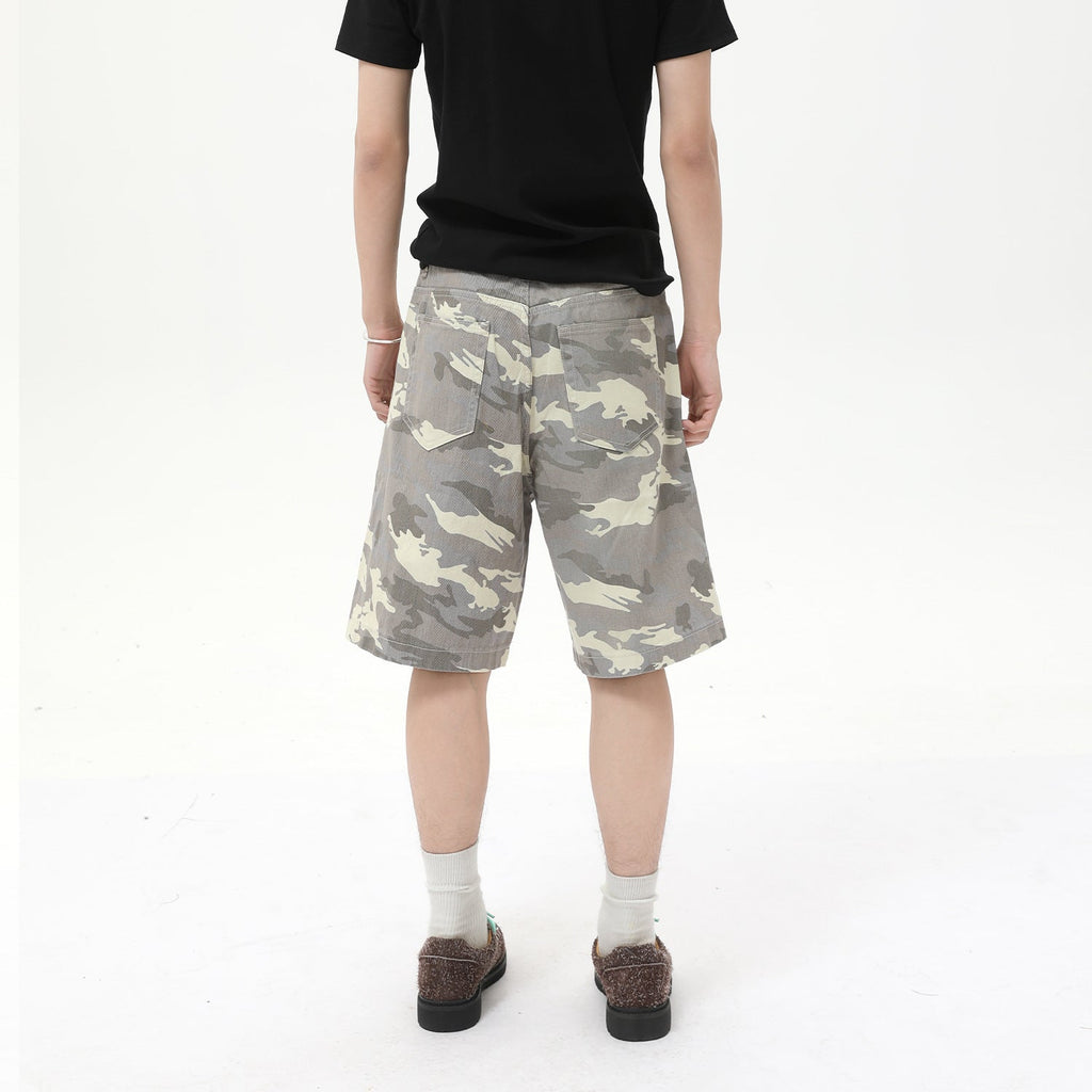 Men's American-style Camouflage Loose Wide Leg Leisure Denim Shorts