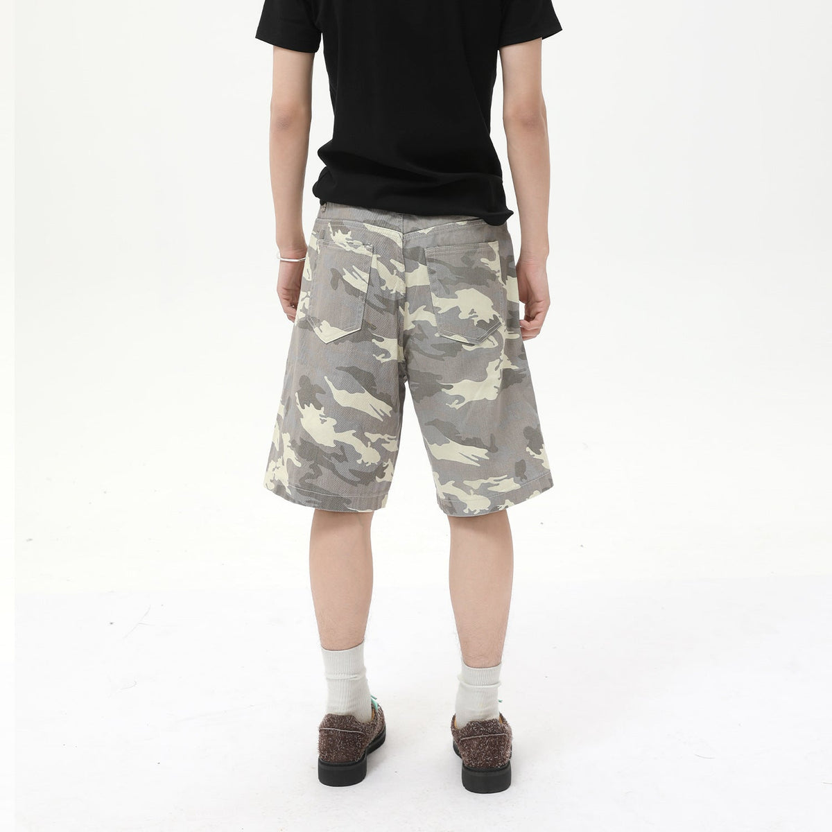 Men's American-style Camouflage Loose Wide Leg Leisure Denim Shorts
