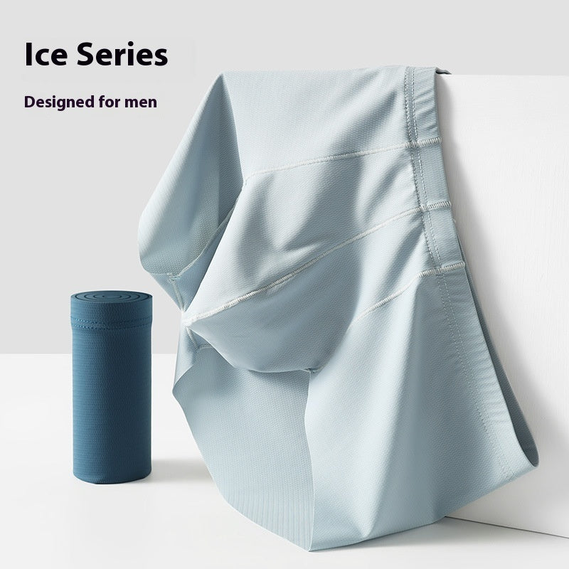 Men's Mid-rise Boxers Ice Silk Solid Color Underwear