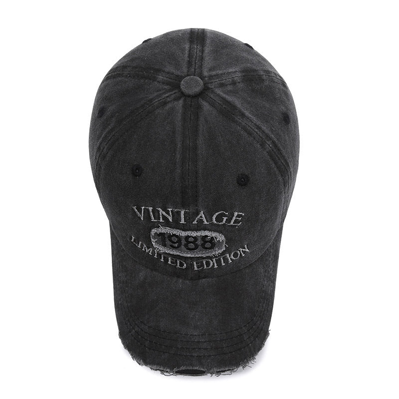 American Retro Soft Top Make Old Ripped Letter Embroidered Baseball Cap