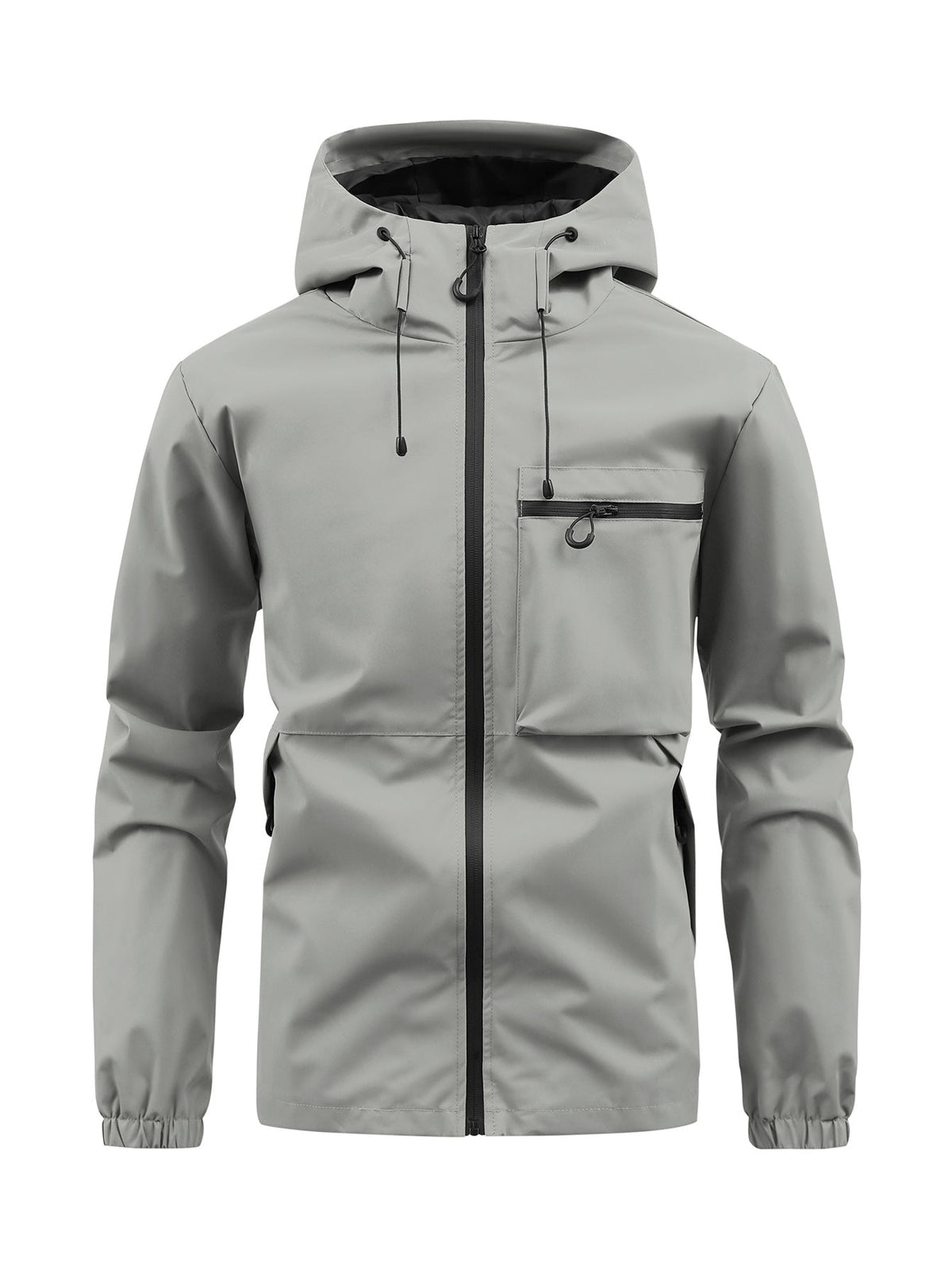 Men's Fashion Casual Hooded Solid Color Multi-pocket Work Pants Outdoor Coat